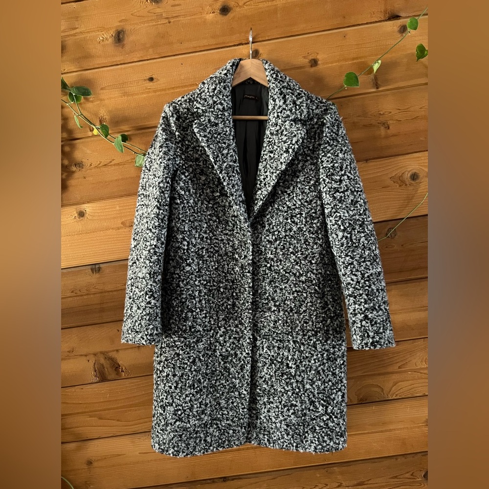 J McLaughlin Black and White Teddy Pea Coat